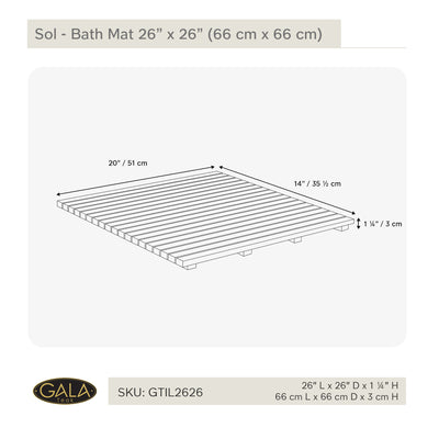 Teak Bath Mat SOL 26" X 26" (65 cm x 65 cm)
