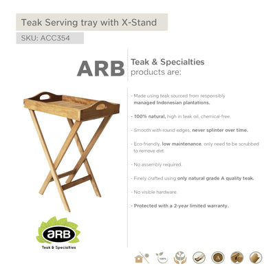 Teak Serving tray with X-Stand