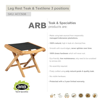 Teak & Textilene Leg Rest 3 positions