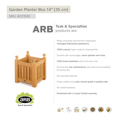 Teak Garden Planter Box 14" (35 cm)