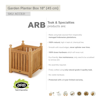 Teak Garden Planter Box 18" (45 cm)