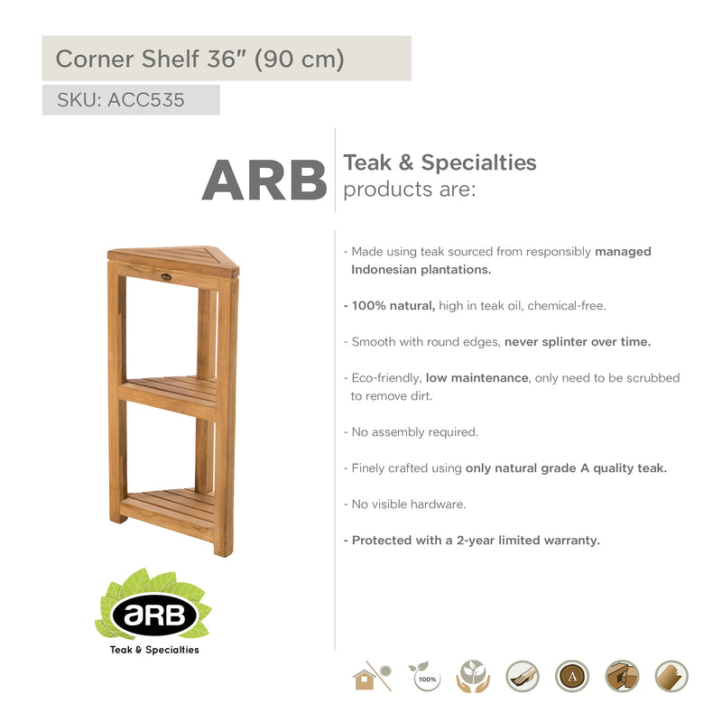 ACC535 - Estante esquinero de baño de 36 (90 cm) – ARB Teak & Specialties  - USA