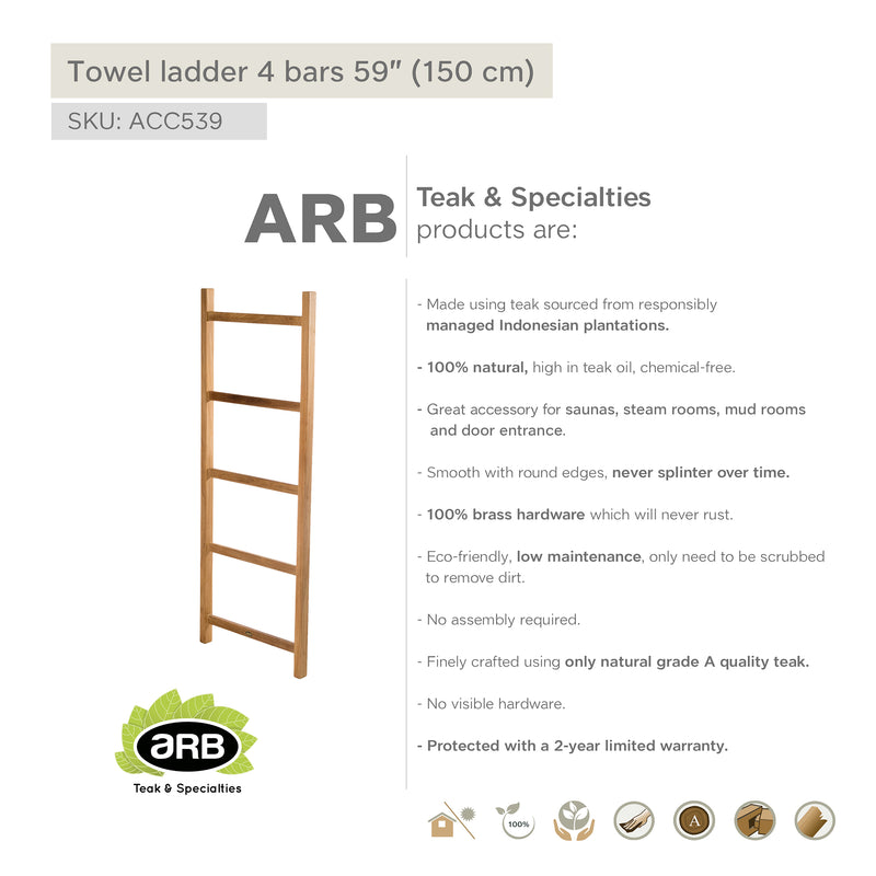 VRAXO Escalera para toallas de bambú con 6 peldaños, toalleros y soportes,  9.9 libras