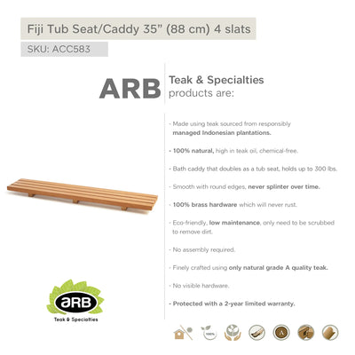 Teak Tub Seat/Caddy Fiji 34.5" (88 cm) 4 slats