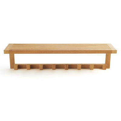 Teak Wall Shelf with 8 hooks