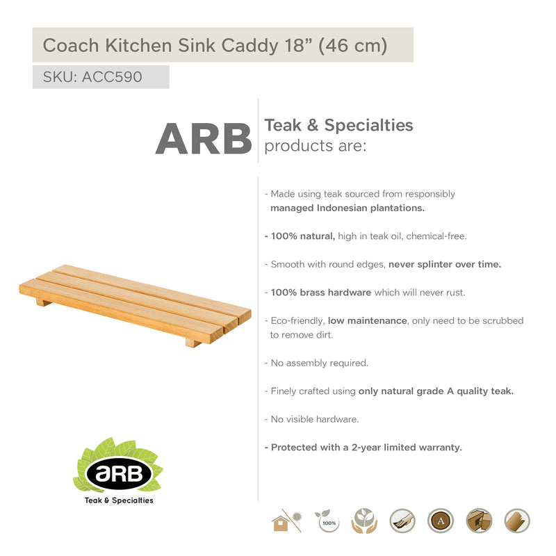 Teak Kitchen Sink Caddy Coach 18" (46 cm)