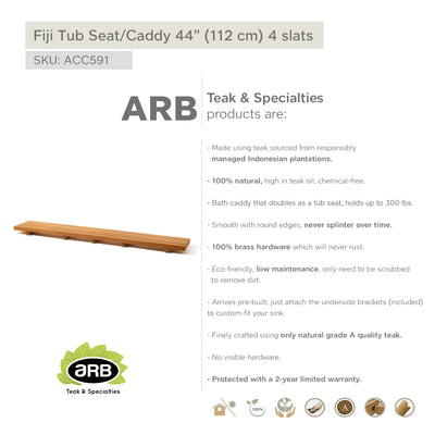 Teak Tub Seat/Caddy Fiji 44" (112 cm) 4 slats