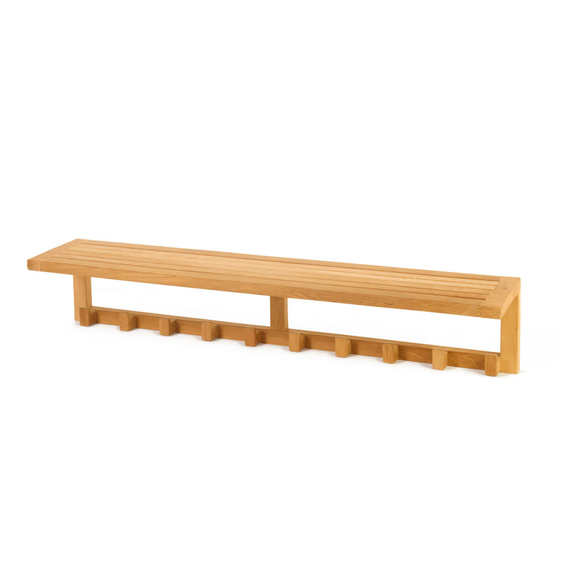 Teak Wall Shelf with 10 hooks