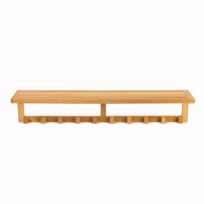 Teak Wall Shelf with 10 hooks