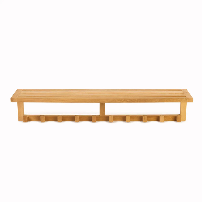 Teak Wall Shelf with 10 hooks