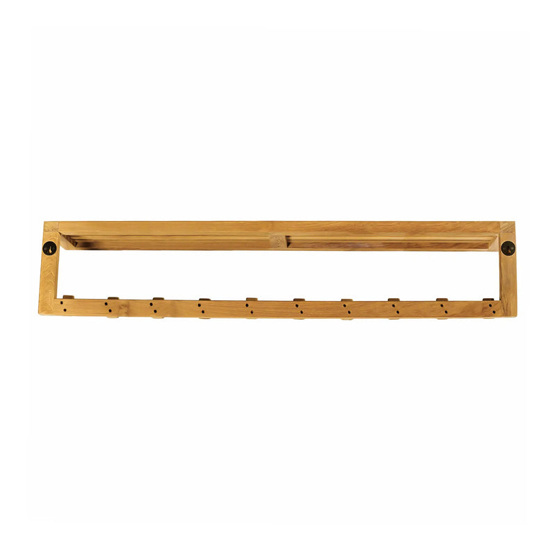 Teak Wall Shelf with 10 hooks