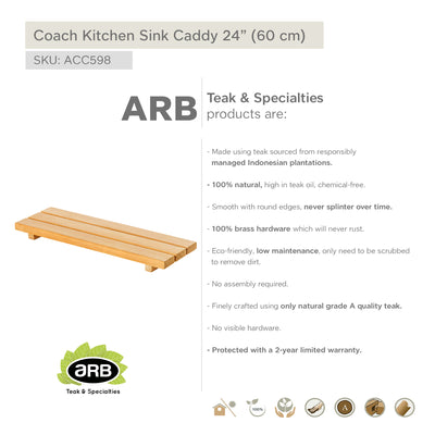 Teak Kitchen Sink Caddy Coach 24" (60 cm)