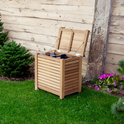 Teak Laundry Towel Box Hamper with 2 Sacks