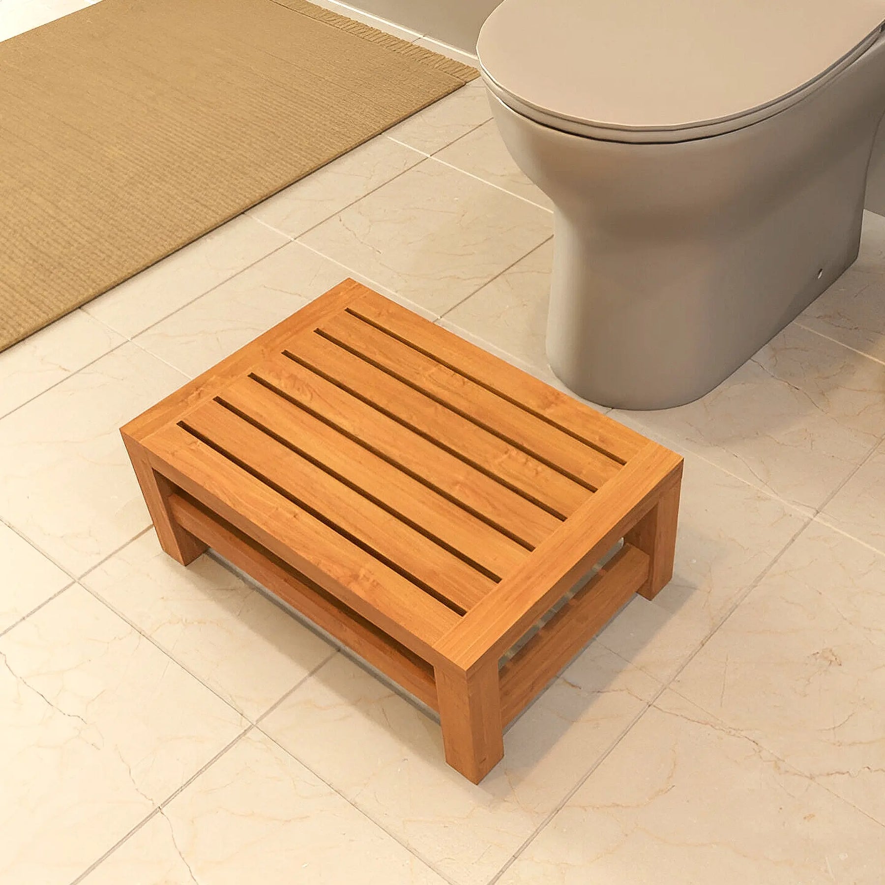 thumbnail image 2 of Caravan Step CONSDAN 2-Tier Oak Step Stool For Kids & Adults, Kitchen- Bathroom Safe, Small Wooden, Natural Step Stool Wood 2 of 13