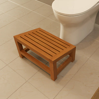 Teak Squatting Toilet Angled Footstool 18" (45 cm)