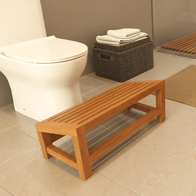Teak Squatting Toilet Angled Footstool 24" (60 cm)