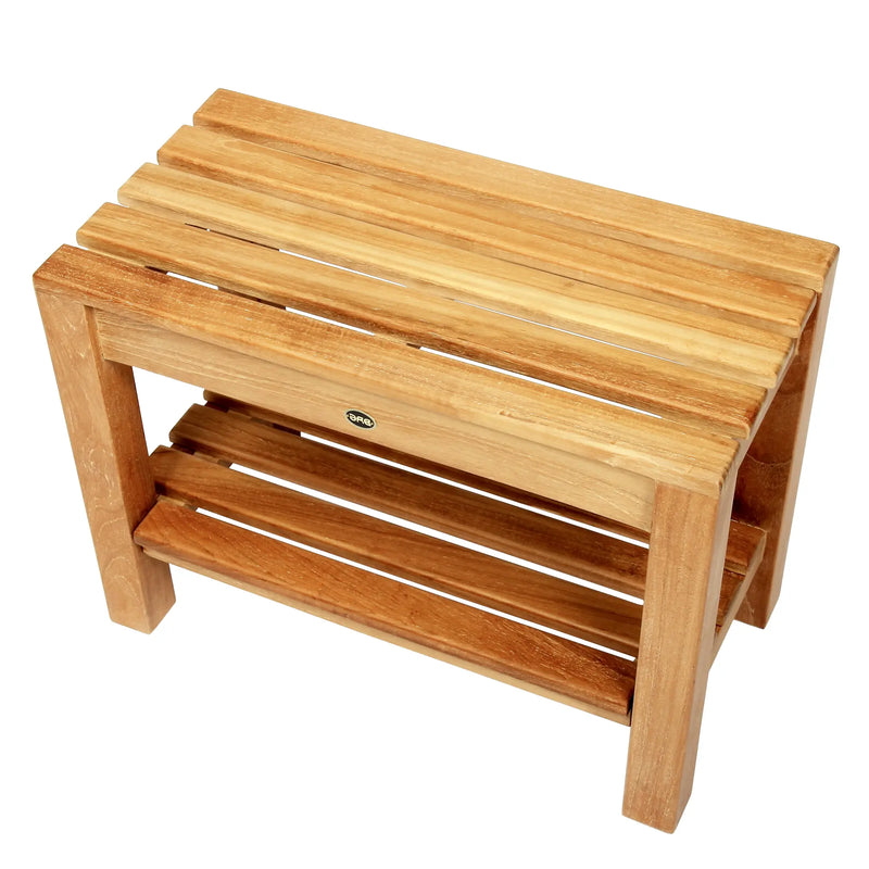 Teak Shower Bench Coach 24" (60 cm) with shelf