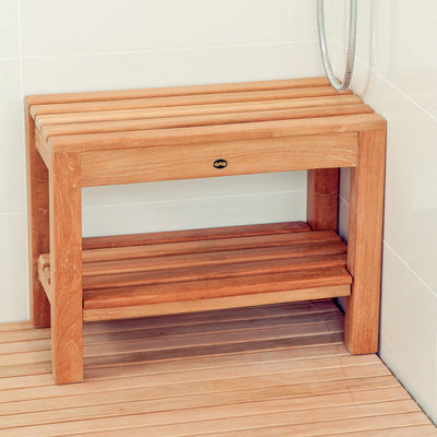 Teak Shower Bench Coach 24" (60 cm) with shelf