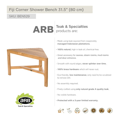 Teak Shower Bench Fiji corner 31" (80 cm)