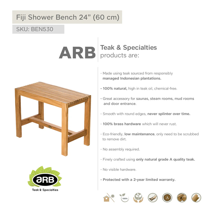 Teak Shower Bench Fiji 24" (60 cm)