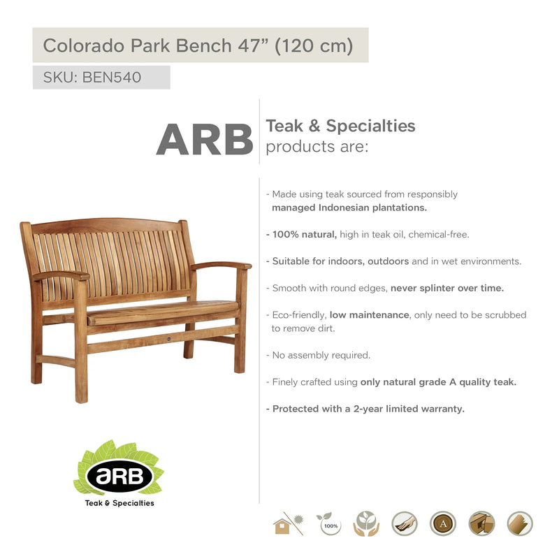 Teak Park Bench Colorado 47" (120 cm)