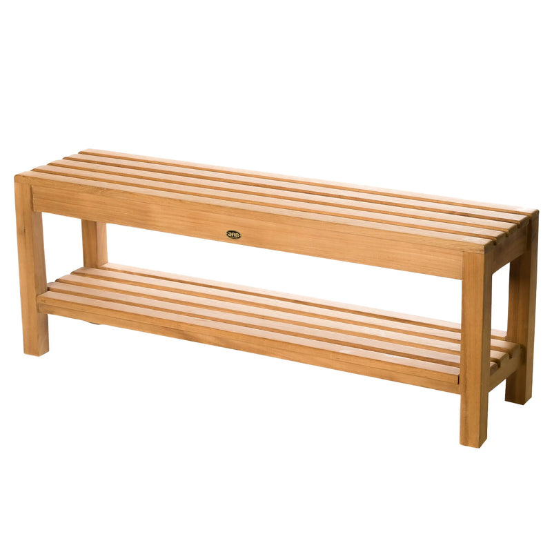 Teak Shower Bench Coach 47" (120 cm) with shelf