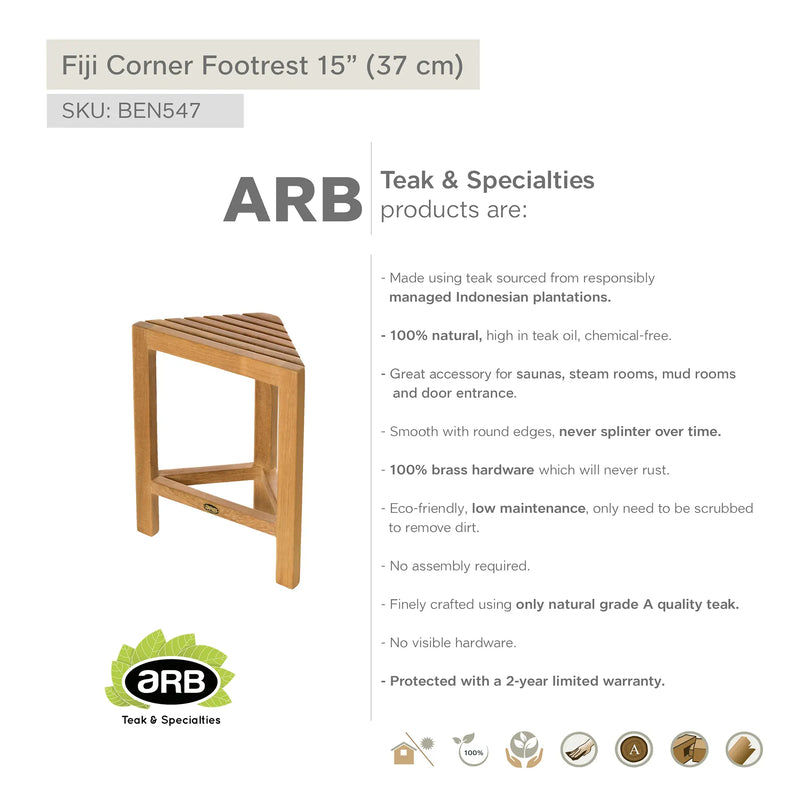 Teak Corner Footrest Fiji 15" (37 cm)