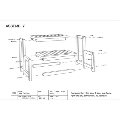 Teak Hot tub step 24" (60 cm)