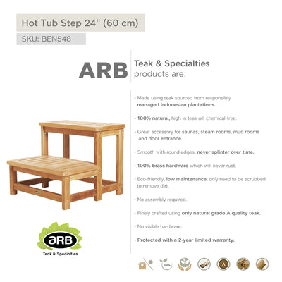 Teak Hot tub step 24" (60 cm)