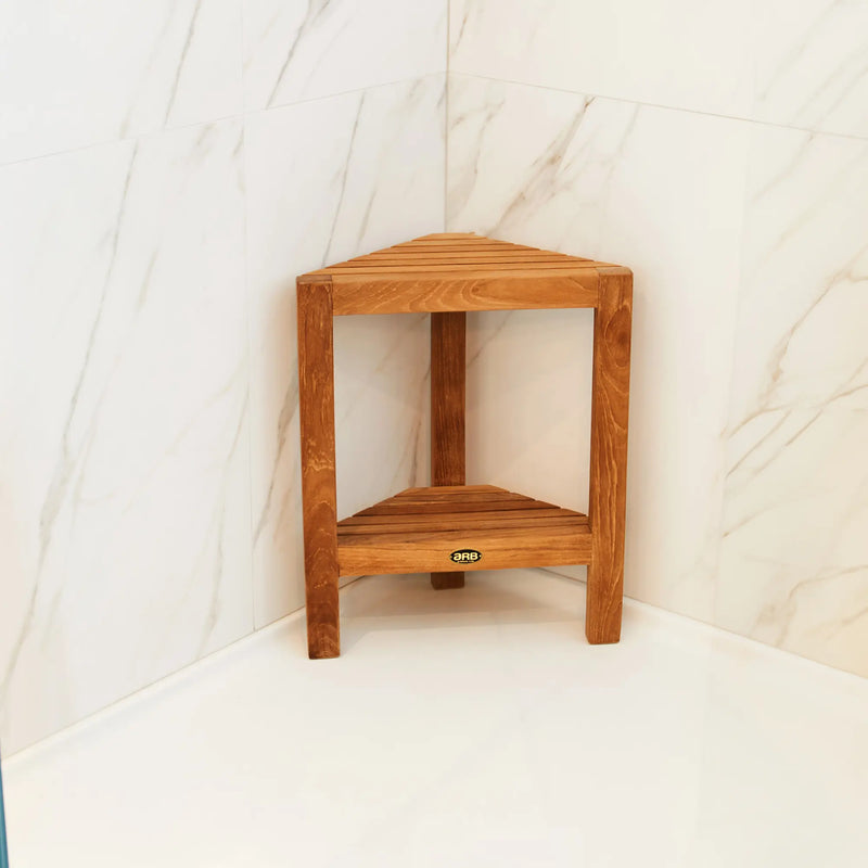 Teak Corner Footrest Fiji 15" (37 cm) with shelf