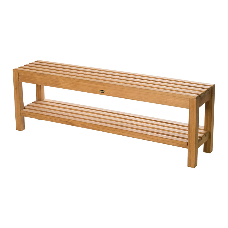 Teak Shower Bench Coach 59" (150 cm) with shelf