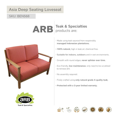 Teak Deep Seating Loveseat Asia