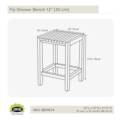 Teak Shower Bench Fiji 12" (30 cm)