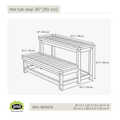 Teak Hot tub step 36" (90 cm)