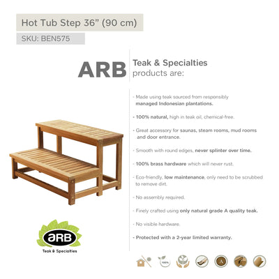 Teak Hot tub step 36" (90 cm)