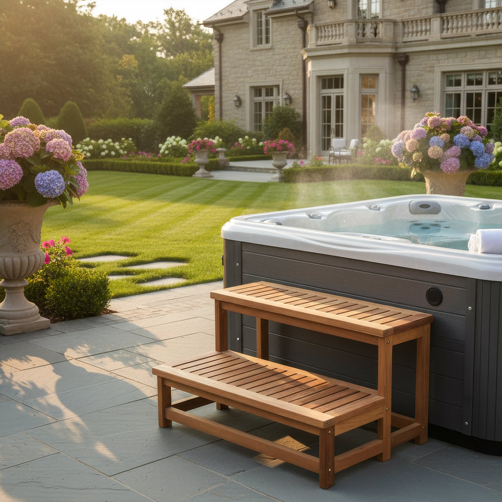 Teak Hot tub step 48