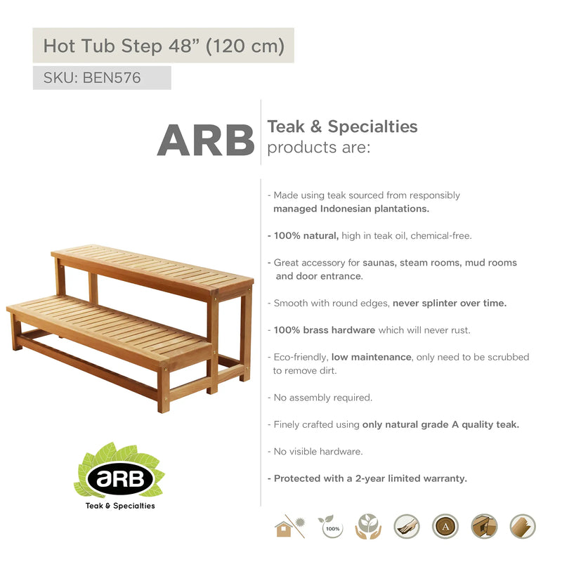 Teak Hot tub step 48" (120 cm)