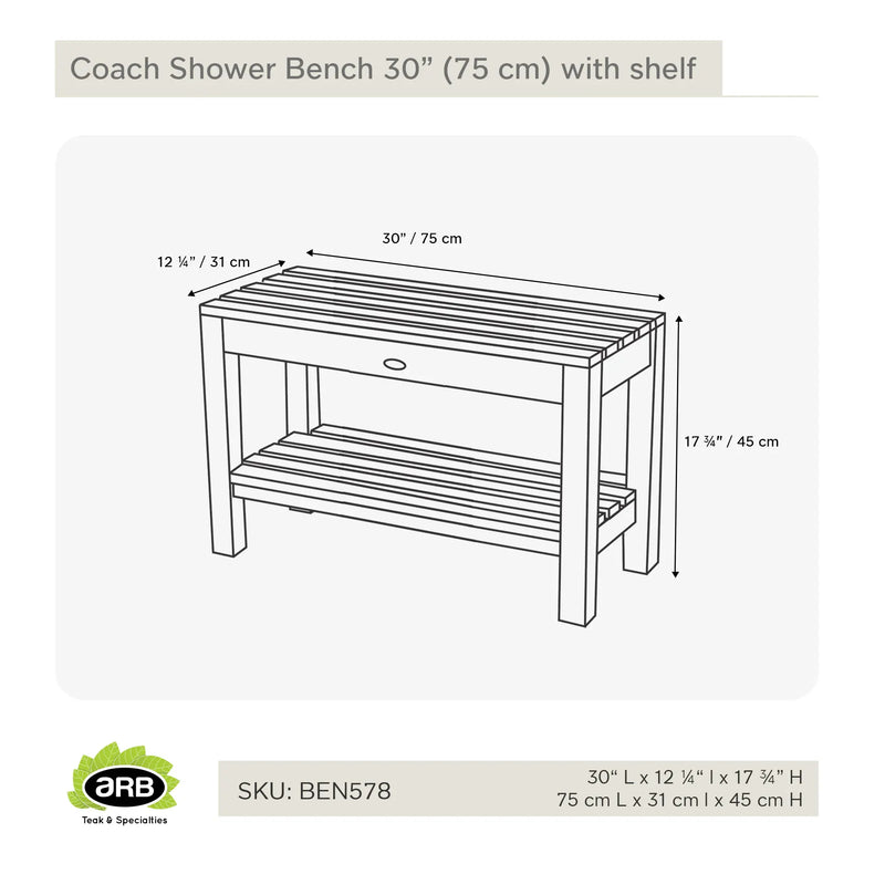 BEN516 - Banco de ducha Coach de 24" (60 cm) con entrepaño