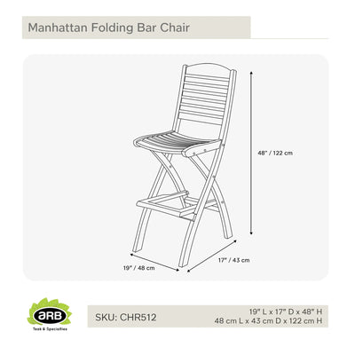 Teak Folding Bar Chair Manhattan