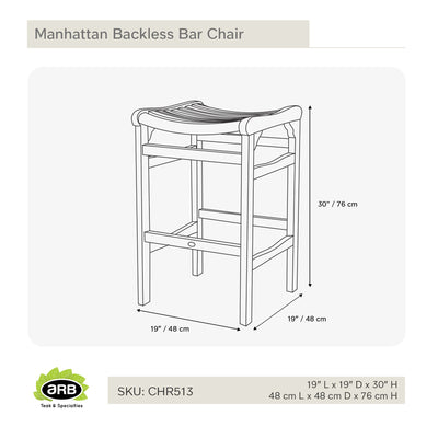 Teak Backless Bar Chair Manhattan
