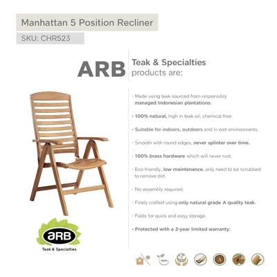 Teak Recliner Chair Manhattan