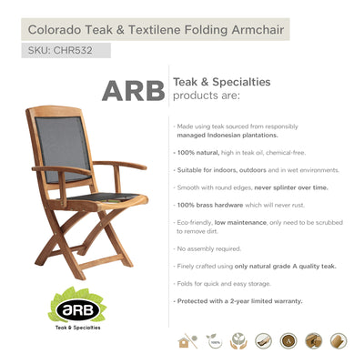 Teak & Textilene Folding Armchair Colorado