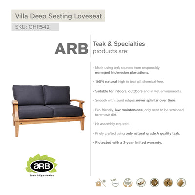 Teak Deep Seating Loveseat Villa