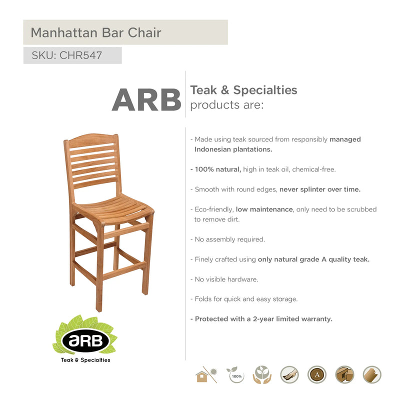 Teak Bar Chair Manhattan