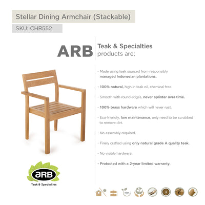 Teak Dining Armchair Stackable Stellar