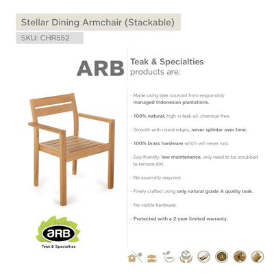 Teak Dining Armchair Stackable Stellar