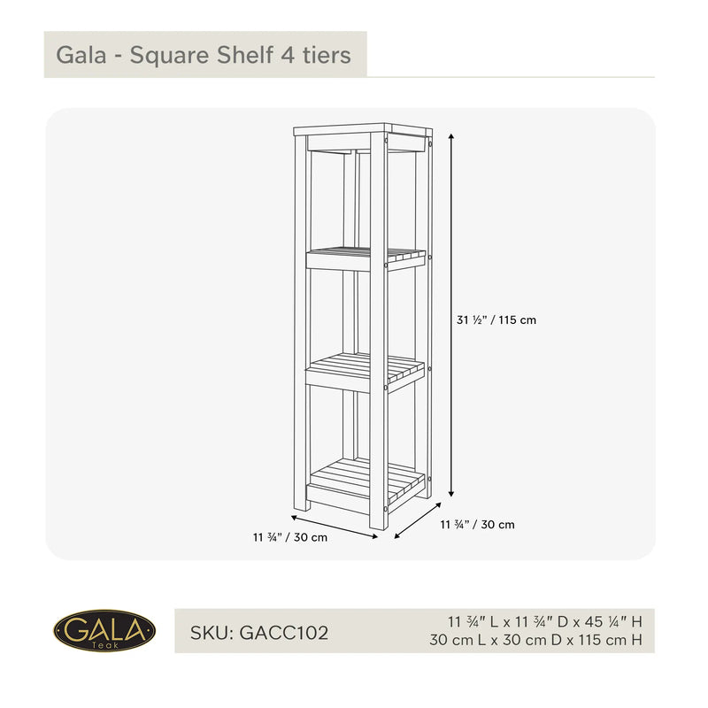 Teak 4-Tier Shelf Gala Square