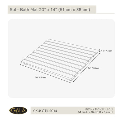 Teak Bath Mat SOL 20" X 14" (51 cm x 35.5 cm)
