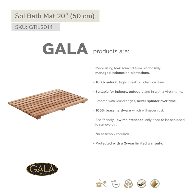 Teak Bath Mat SOL 20" X 14" (51 cm x 35.5 cm)