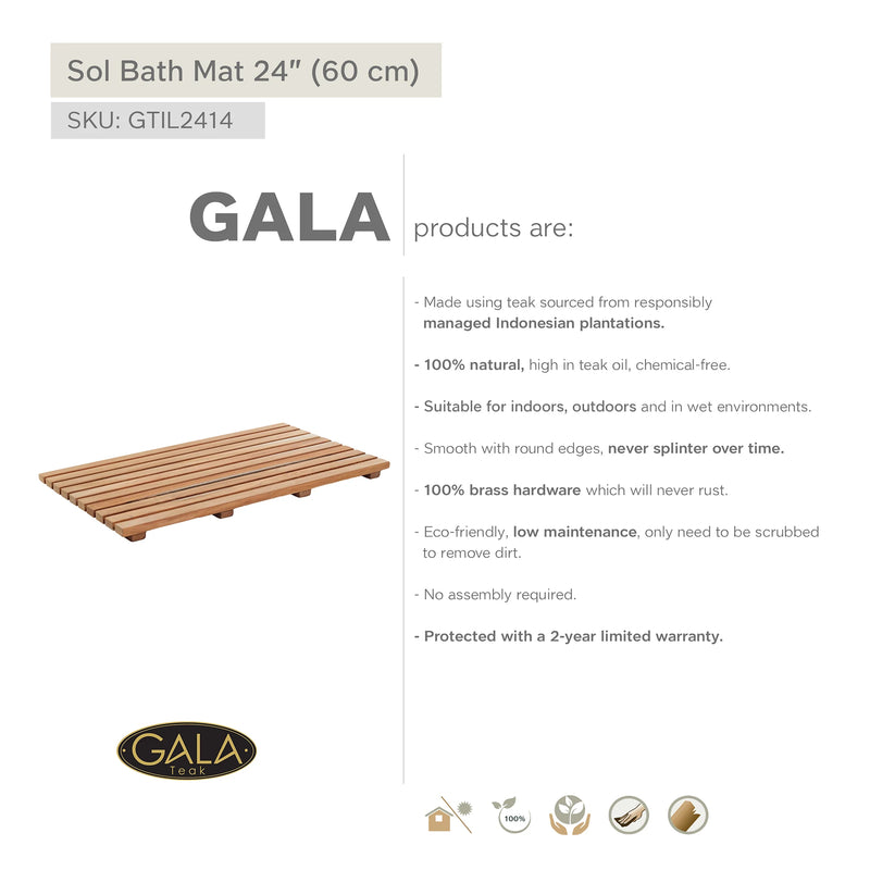 Teak Bath Mat SOL 24" X 14" (60 cm x 35.5 cm)